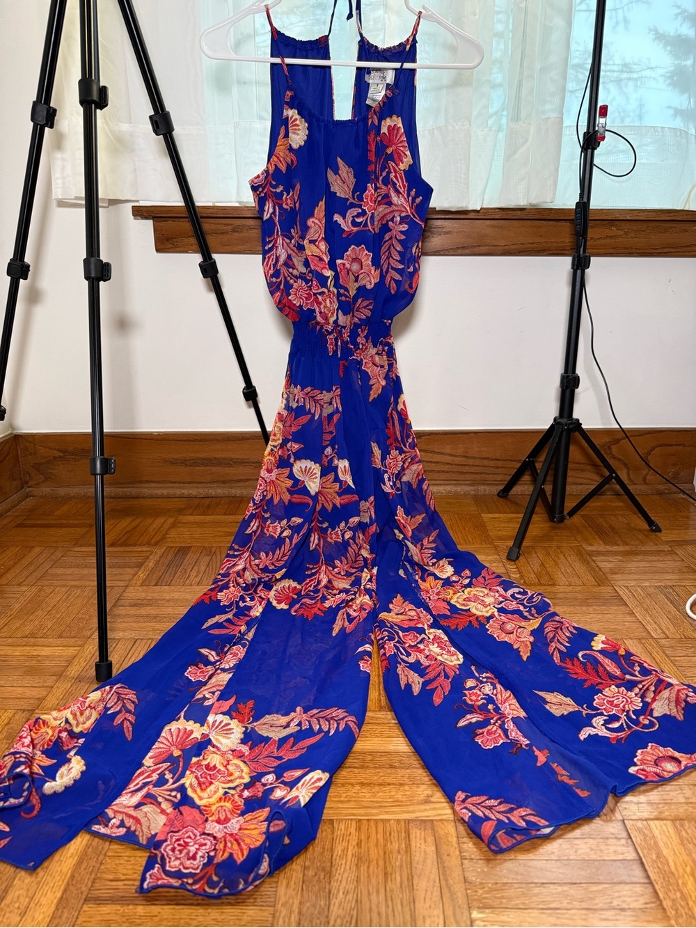 Sweet Storm Women’s Chiffon Floral Multicolor Slit Flare Leg Jumpsuit